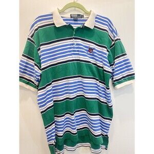 Vintage Polo Ralph Lauren Blue Green Navy White Polo Golf Shirt XL